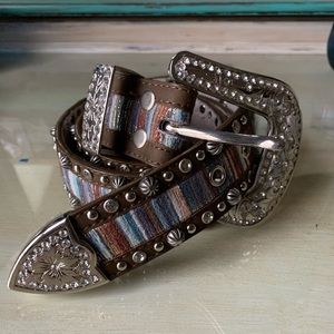 Serape Leather Western Belt